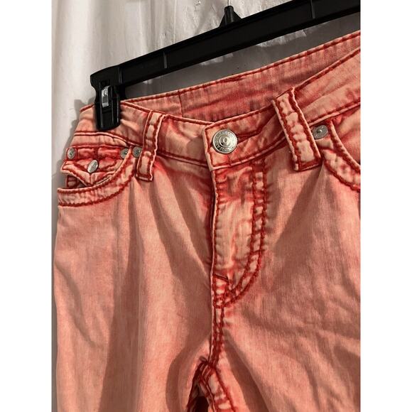 True Religion Red Acid Washed Skinny Pants Size 27 Western Boho - Picture 2 of 8